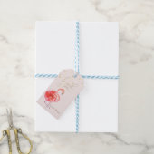 Roze Flamingo Bloem, Gouden Confetti Cadeaulabel (Met Touw)