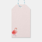 Roze Flamingo Bloem, Gouden Confetti Cadeaulabel (Achterkant)