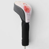 Roze Flamingo Bloem, Gouden Confetti Golfheadcover (Schuin)
