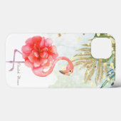 Roze Flamingo Bloem,Gouden Confetti Palmblad Case-Mate iPhone Case (Achterkant (horizontaal))