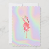 Roze Flamingo Bloem, Holografische Verjaardag Kaart (Achterkant)