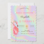 Roze Flamingo Bloem, Holografische Verjaardag Kaart (Voorkant)