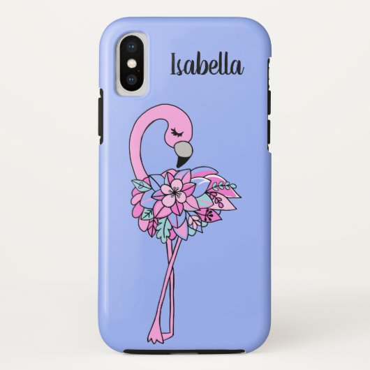 Roze Flamingo Bloem Mobiele Hoes (Achterkant)