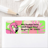 Roze Flamingo Bloemblaadje Camouflage Retourlabel Etiket (Insitu)