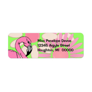 Roze Flamingo Bloemblaadje Camouflage Retourlabel Etiket