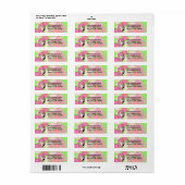 Roze Flamingo Bloemblaadje Camouflage Retourlabel Etiket (Full Sheet)