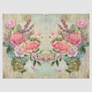 Roze Flamingo & Bloemen Decoupage Tissuepapier