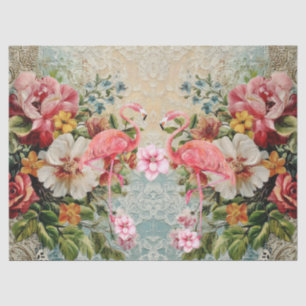 Roze Flamingo & Bloemen Decoupage Tissuepapier