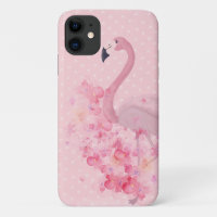 Roze Flamingo Bloemen en Stippen in Waterverf
