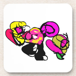 Roze flamingo bloemen en vreugde bier onderzetter