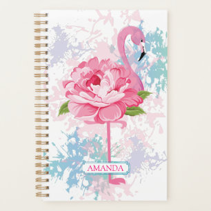 Roze flamingo Bloemen Gepersonaliseerd ontwerp Planner