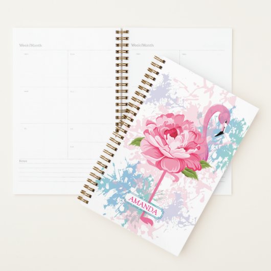Roze flamingo Bloemen Gepersonaliseerd ontwerp Planner (Display)