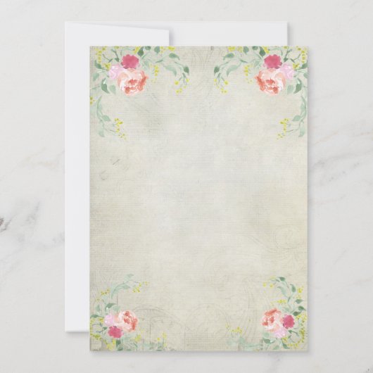 Roze flamingo Bloemen Moderne bruiloft uitnodiging (Achterkant)