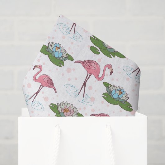 roze flamingo bloemenpatroon tissuepapier (Cadeauzakje)
