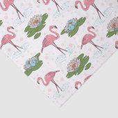 roze flamingo bloemenpatroon tissuepapier (Detail)