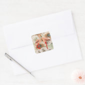 Roze Flamingo Bloemige Tropische Bladeren Glitters Vierkante Sticker (Envelop)