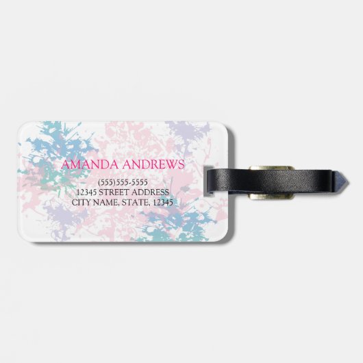 Roze flamingo Bloemontwerp Gepersonaliseerd Bagagelabel (Achterkant horizontaal)