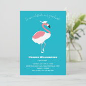 Roze Flamingo Blue Animal Afstuderen Kaart (Staand voorkant)