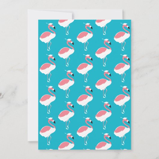 Roze Flamingo Blue Animal Afstuderen Kaart (Achterkant)