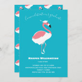 Roze Flamingo Blue Animal Afstuderen Kaart (Voorkant / Achterkant)