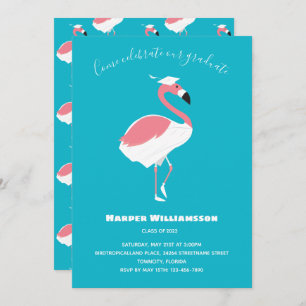 Roze Flamingo Blue Animal Afstuderen Kaart