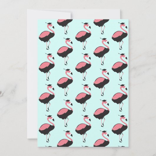 Roze Flamingo Blue Animal Afstuderen Kaart (Achterkant)