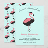 Roze Flamingo Blue Animal Afstuderen Kaart (Voorkant / Achterkant)