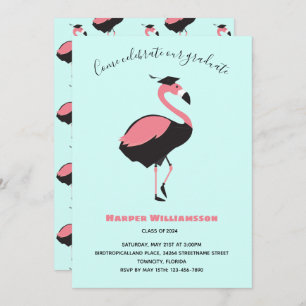Roze Flamingo Blue Animal Afstuderen Kaart