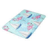 Roze Flamingo Blue Sailboat Preppy Badmat (Gekanteld)