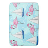 Roze Flamingo Blue Sailboat Preppy Badmat (Voorkant Verticaal)