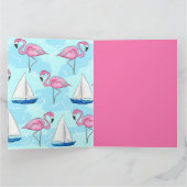Roze Flamingo Blue Sailboat Preppy Kaart (Binnen)
