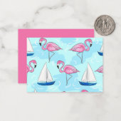 Roze Flamingo Blue Sailboat Preppy Notitiekaartje (Voorkant / Achterkant in situ)
