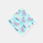 Roze Flamingo Blue Sailboat Preppy Servet (Hoek)
