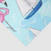 Roze Flamingo Blue Sailboat Preppy Tissuepapier (Detail)