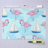 Roze Flamingo Blue Sailboat Preppy Tissuepapier (Craft)