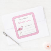 Roze Flamingo Boek Vierkante Sticker (Envelop)