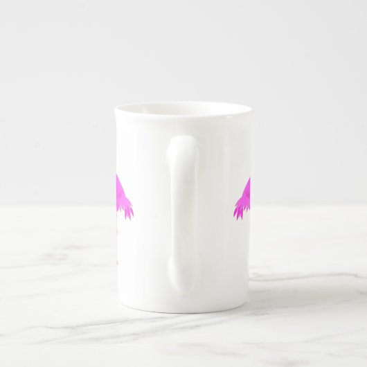 Roze Flamingo Bone China Mok met aangepaste tekstn (Achterkant)