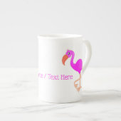 Roze Flamingo Bone China Mok met aangepaste tekstn (Voorkant rechts)