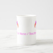 Roze Flamingo Bone China Mok met aangepaste tekstn (Voorkant)