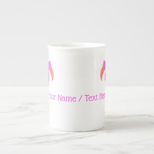 Roze Flamingo Bone China Mok met aangepaste tekstn (Voorkant)