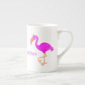 Roze Flamingo Bone China Mok met aangepaste tekstn (Rechts)