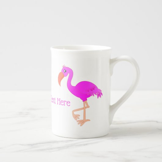 Roze Flamingo Bone China Mok met aangepaste tekstn (Rechts)