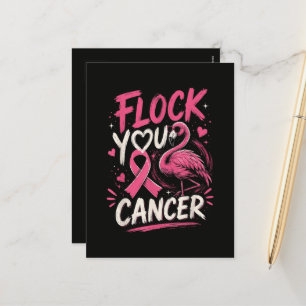 Roze Flamingo Borstkanker Strijdster Ondersteuning Feestdagenkaart