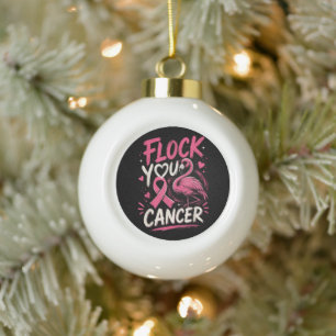 Roze Flamingo Borstkanker Strijdster Ondersteuning Keramische Bal Ornament