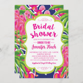 Roze Flamingo Bridal Shower Uitnodiging (Voorkant / Achterkant)
