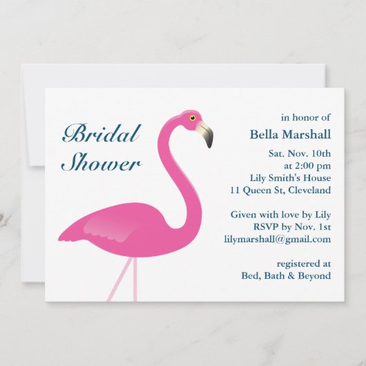 Roze Flamingo Bridal Shower Uitnodiging (Voorkant)