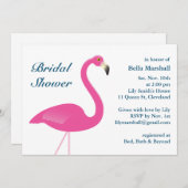 Roze Flamingo Bridal Shower Uitnodiging (Voorkant / Achterkant)