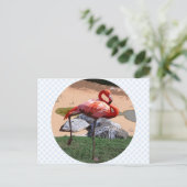 Roze Flamingo Briefkaart (Staand voorkant)