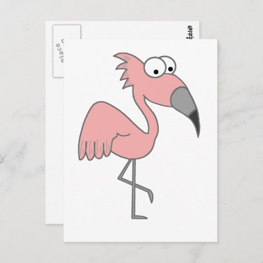 Roze Flamingo Briefkaart (Voorkant / Achterkant)