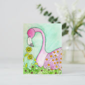 Roze Flamingo Briefkaart (Staand voorkant)